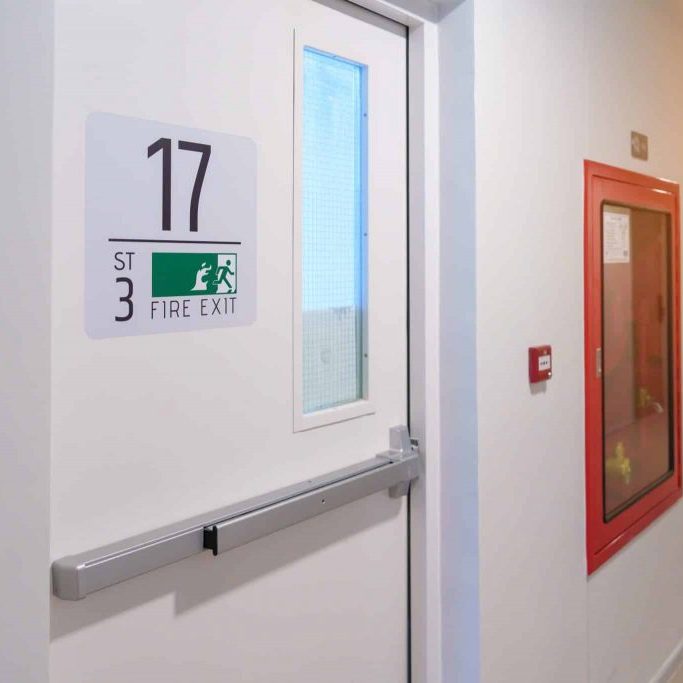 fire exit door installed by certified fire protection company element pfp